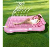 Balakaka Matelas Gonflable Piscine pour Adultes 208×130cm, Grand Flottante Fauteuil de Piscine Tanning Pool avec Porte-Boisson, Design de Pulvérisation d'eau, pour Fêtes de Plage, Rose Transparent