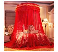 Balakaka Moustiquaire de Lit Hauteur 3 Mètres, Grande Romantique Moustiquaire en Dôme pour Lits Simples et Doubles, Anti-Moustique Moustiquaire à Mailles Serrées Couverture 12,5 m, Rouge