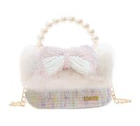 Balakaka Petit sac à Main pour Fille avec Poignée Perle, Chaîne Amovible 110cm Design en nœud, 12x10x6 cm Princesse Sac à Bandoulière pour Filles de 2 à 8 ans Cadeau, Violet