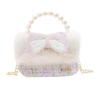Balakaka Petit sac à Main pour Fille avec Poignée Perle, Chaîne Amovible 110cm Design en nœud, 12x10x6 cm Princesse Sac à Bandoulière pour Filles de 2 à 8 ans Cadeau, Bleu