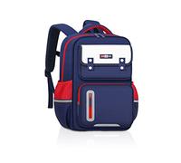 Balakaka Sac à Dos Enfant Ultra-léger 31 * 20 * 42CM, Grande Capacité Sacs Scolaires Cartables avec Bandes Réfléchissantes, Étanche Backpack pour Outdoor Voyage, Rouge