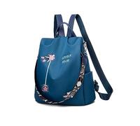 Balakaka Sac à Dos Femme Antivol 12L, 2 en 1 Imperméable Sac de Voyage en Nylon Motif de broderie Fleurs, Sac a dos Femme Elegant Leger pour Voyage Loisir Collège, bleu foncé