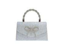 Balakaka Sac à Main Femme 21 x 12 x 5.5 cm, Mode Sacs à Main Portés Epaule avec Noeud Papillon Strass et Poignée, Elégant Accessoire de Mode Féminin, Argent