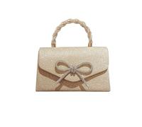 Balakaka Sac à Main Femme 21 x 12 x 5.5 cm, Mode Sacs à Main Portés Epaule avec Noeud Papillon Strass et Poignée, Elégant Accessoire de Mode Féminin, Or