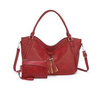 Balakaka Sac à Main Femme avec Pochette, Bandoulière Détachable et Réglable, 39x26x18 cm PU Grand Sacoche Femme Bandoulière Idéal pour Toutes les Occasions, Rouge