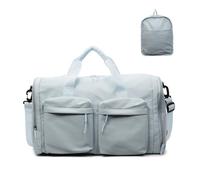 Balakaka Sac de Voyage Pliable de Grande Capacité 44x23x28cm, Sac de Sport avec Multi-Poches pour Femmes Hommes, Portable Sac à Gym avec Fermetures éclair et Poignées, Bleu