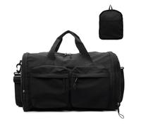 Balakaka Sac de Voyage Pliable de Grande Capacité 44x23x28cm, Sac de Sport avec Multi-Poches pour Femmes Hommes, Portable Sac à Gym avec Fermetures éclair et Poignées, Noir