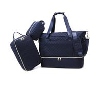 Balakaka Sac de Voyage pour Week-End 3pcs avec Trousse de Toilette, 35L Imperméable Sac de Sport avec Compartiment à Chaussures, Sac de Nuit pour Femme avec Sac Isotherme, Bleu Joyau