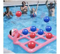 Balakaka Set de Jeu Aquatique Tic-Tac-Toe pour Piscine 140 x 137 cm (55 x 53 Pouces), Jouet Gonflable pour l'eau avec 10 Balles, Jouet Aquatique à Grille de 9 Cases pour la Piscine