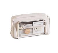 Balakaka Trousse à Crayons Grande Capacité pour Filles,Trousse Scolaire pour 55 Stylos,Organiseur de Papeterie Durable pour Garçons Enfants étudiants,Crème Beige