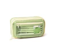 Balakaka Trousse à Crayons avec 3 Compartiments, Grande Capacité Trousse Scolaire pour 100 Crayons, Multifonctionnel Fourniture Scolaire Portable pour Enfants Femmes Hommes Collège Bureau, Vert