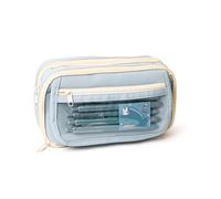 Balakaka Trousse à Crayons avec 3 Compartiments, Grande Capacité Trousse Scolaire pour 100 Crayons, Multifonctionnel Fourniture Scolaire Portable pour Enfants Femmes Hommes Collège Bureau, Bleu