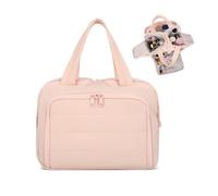 Balakaka Trousse de Toilette Femme Voyage, Léger Grande 10L Trousse de Maquillage Séparation Sec/Humide, Poches Multiples Waterproof Accessoires de Voyage pour Filles, Rose