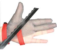 BALAMLB Gant Anti Coupure Gants Résistants À La Coupe À Trois Doigts en Acier Inoxydable, Gants À Mailles,Adapté À La Transformation des Aliments, À La Pêche, À La Transformation De La Coupe 1pcs,M