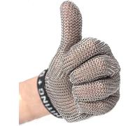 BALAMLB Gants Résistants Aux Coupures en Acier Inoxydable,Gants De Travail De Sécurité De Chef Boucher, Gants en Cotte De Mailles en Métal pour Gauchers Et Droitiers,Protection Anti-Coupure 2pcs,L