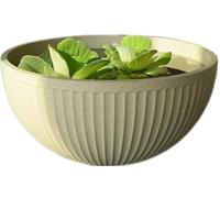 BALAMLB Grand Pot De Fleurs Hydroponique pour Plantes Succulentes, Plantes Hydroponiques, Réservoir d'eau Épais, Mini Fontaine À Poissons Et Oiseaux, Pot De Fleur De Bol De Lotus Rond Beige,35#