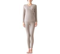 BALAMLB Grossesse Tops d'allaitement Manches Longues avec Leggings Ensemble Pyjama Maternité Et en sous Vêtement Thermique pour Femme Col V Ajusté, Vetement Thermique Femme Enceinte D,2XL(65-75kg)