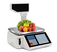 Balance à Code-Barres pour Commerce de détail, 30 kg / 60 lbs, Impression | Pesée des marchandises avec calcul du prix, 63 touches de raccourci avec 189 articles PLU, supermarchés et boulangeries