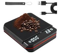 Balance à expresso avec minuterie, 3 modes, numérique, rechargeable par USB, avec écran d'affichage LED, minuterie, 0,1 g, haute précision, pour café filtre, cuisine, pâtisserie, balance fine (noir)