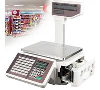 Balance alimentaire Balance de prix commerciale numérique, balance de caisse électronique de fruits de supermarché avec imprimante d'étiquettes, balance numérique 66LB, calcul des prix