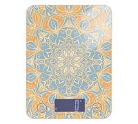 Balance alimentaire bohème abricot et bleu pâle Mandala facile à nettoyer 5 kg/5 g Balance de cuisine 5 kg/5 g avec 4 unités pour la préparation des repas, rôtir les régimes (piles non incluses)