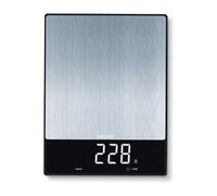 Beurer Balance de cuisine KS 34 XL – Acier inoxydable, 15 kg, tare, maintien, Magic LED