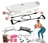 Balance Board avec Bande élastique, Tout entraîneur de Mouvement, Machine d'entraînement complète du Corps, Chargement de 300 LB, Moniteur LCD, sans Bruit, exerciseur de Ski de Ski pour Le Black+Blue