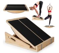 Balance Board, Planche Inclinée Kiné en Bois 2 en 1 pour Étirement du Mollet, Planche Pilate pour Étirer les Mollets et Équilibrer, pour Squats, Étirements Musculaires, Équilibre, Salle de Sport et Ex