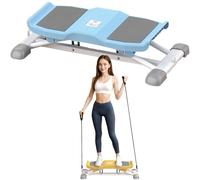 Balance Board with Resistance Bands, Portable Ski Balancing Machine with LCD Monitor, Ski Simulator Balance Board for Adults 300 Lbs Waist Twister Machine,Bleu