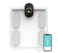 Balance corporelle intelligente à 8 électrodes, 29 indicateurs de santé via l'application, capacité de 400 lb pour usage à domicile et en salle de sport white