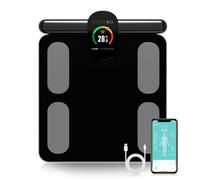 Balance corporelle intelligente à 8 électrodes, 29 indicateurs de santé via l'application, capacité de 400 lb pour usage à domicile et en salle de sport black
