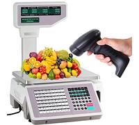 Balance d’Impression d’étiquettes de Prix numérique, Balance de calcul de Prix numérique avec écran LCD Double Face, Balance de Code-Barres électronique 30kg/60lbs Caisse enregistreuse Étiqu