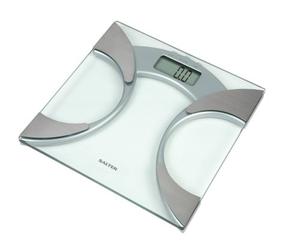 Balance d'Analyse Ultra Mince pour Salle de Bain Salter, Mesure Poids Masse Graisseuse Percentage Eau dans le Corps, Design Mince, Plateforme en Verre TrempBody Eau de 8mm, Affichage Numérique Lecture Facile, Mémoire 10 Utilisateurs - Argent