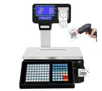 Balance de calcul de Prix numérique, imprimante Thermique d’étiquettes à 2 Rouleaux, Affichage de Poteau d’échelle d’Impression d’étiquettes avec Poteau Vertical, écran LCD Double Face pour