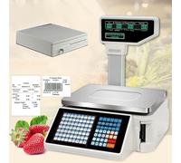 Balance de comptage à Double Affichage, Balance de Caisse, balances d’Impression d’étiquettes, Balance de calcul de Prix, balances de Codes-Barres numériques de 30 kg, avec CashBox et scanne