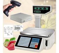 Balance de Comptage Double Affichage, Pèse-Caisse, Pèse-Etiquettes d'impression, Balance de Calcul de Prix, Balances Code-Barcodes Numériques de 30 Kg avec Cashbox Et Scanner Pour Superm