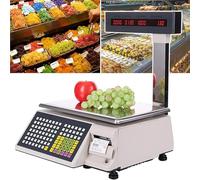 Balance De Comptage Numérique Commerciale, écran LCD Double Face, Capacité De 15 Kg/33 LB, avec Affichage Et Imprimante, pour Supermarchés, Charcuterie, Marché Alimentaire.