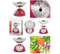 Balance de cuisine Avec bol en acier inoxydable de 1.8L Rouge design rétro
