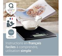 Balance de cuisine digitale - ADE - LEONIE - Plastique ABS - 22 x 17 cm - Inclus 1 pile Cr 2032 - Noir
