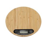 Balance de cuisine électrique ronde en bambou avec affichage LED, balance numérique pour aliments de cuisine, balance électronique pour bijoux - 5 kg/1 g - Balance multifonction - G/LB OZ/ML/FL.OZ