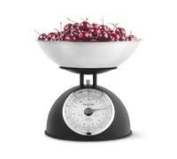 Balance de Cuisine Mécanique Intemporelle Salter - Bol de 2L Compatible Lave-Vaisselle, Cadrans Faciles à Lire, Grands Chiffres, Sans Piles, Design Rétro, Capacité de 5kg, Peser les Ingrédients, Noir