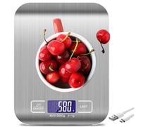 Balance de cuisine numérique : 10 kg/1 g, rechargeable par USB, avec écran LCD et fonction tare - Balance de cuisine professionnelle multifonction avec câble de charge