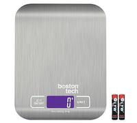 Boston Tech Balance de Cuisine Électronique de Haute Précision 5000g/1g avec Écran LCD Rétroéclairé, 6 Unités et Fonction Tare Acier Inoxydable, Smart Digital, pour Alimentaire Multifonctionnel