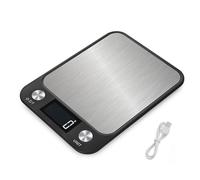 Balance de cuisine numérique intelligente en acier inoxydable for la et pâtisserie(Black USB Charging,15Kg)
