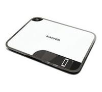 Balance de cuisine numérique Salter Max planche à découper - Grande plate-forme en verre balance de cuisson électronique pour la maison, pèse les aliments jusqu'à 15 kg, garantie de 15 ans - Blanc Bla