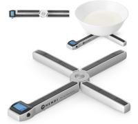 HENDI Balance de cuisine pliable, avec écran LCD, poids max. 5 kg, balance numérique, 1 pile CR2032, 219x180x(H)16mm, métal, ABS