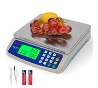 Balance de cuisine precision 30kg/1g acier inoxydable balance professionnelle alimentaire avec Écran LCD Rétroéclairé, pese aliment 5 Unités et Fonction Tare, Piles incluses avec USB