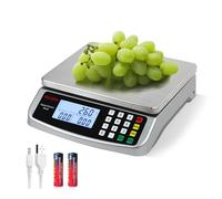 Balance de cuisine precision 40kg/1g acier inoxydable balance professionnelle alimentaire avec Écran LCD Rétroéclairé, pese aliment 5 Unités et Fonction Tare, Piles incluses avec USB