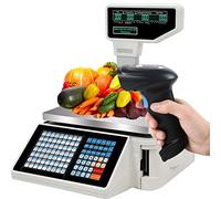 Balance De Cuisine Professionnellenumérique de table avec impression d'étiquettes, balances à codes-barres, double affichage avant et arrière, 63 touches de raccourci, impression d'étiquette