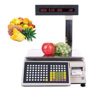 Balance De Cuisine Professionnellenumérique de table, impression d'étiquettes de prix, capacité de 15 kg à 30 kg, calcul des prix, affichage LED rouge recto verso + 71 touches de raccourci,